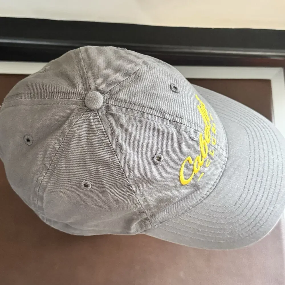Cabela's Club Hat Cap Gray Yellow Embroidered Adjustable Strapback - READ